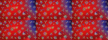 Sevimli çiçek raster deseni. Modaya uygun kumaş deseni. Renkli Yaz Temalı eskiz kalıbı. Düz Çiçek Elementleri Tasarımı.