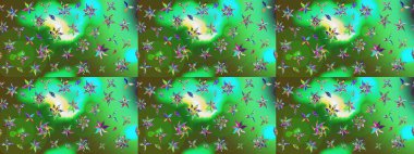 El çizimi çiçekli soyut çizim kalıbı. Raster illüstrasyonu. Renkli çiçekler.