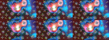 Çiçekli bahar çiçekleri. Küçük çiçekte güzel bir desen. Küçük renkli çiçekler. Moda baskıları için zarif bir şablon. Motley illüstrasyonu. Çizim.