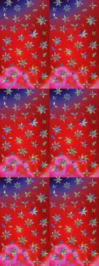 Sketch decorative background, flower mandala. On red and pink colors. Raster illustration. Flower.