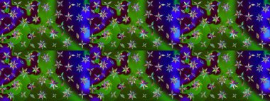 Çiçekli karalama şeklinde Raster çiçek deseni. Nazik, sevimli çiçek arkaplanı. Yeşil ve kahverengi renkte çiçekler.