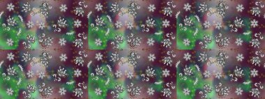 Çiçeksiz desenli arka plan, yaz çiçekleri. Gri, yeşil ve kahverengi renkte çiçekler. Düz Çiçek Elementleri Tasarımı. Renkli Bahar Teması Kusursuz Arkaplan.