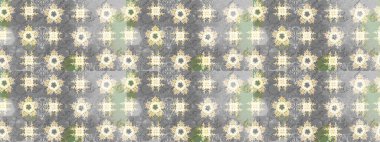 Raster illüstrasyonundaki çiçek desenli çizim. Gri renkli çiçekler.