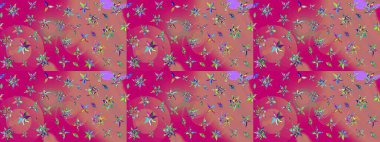 Flowers on pink and magenta colors. Fabric pattern texture daisy flowers detail.