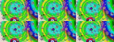 Yeşil ve mavi renkte manzaralı çiçek deseni. Üst manzara, yumuşak stil. Sevgililer günü ve tebrik kartı konsepti için şık bir davetiye. Çiçek kompozisyonu, el boyası, hassas şablon..