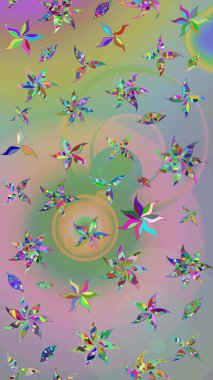 El çizimi, soyut ve süslü elementler. Yaz çiçekleri teması. Tarafsız ve yeşil renkler. Suluboya resim taklit Raster çizimi. Klasik çiçekler..