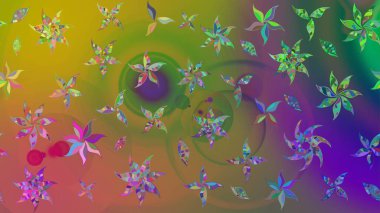 Raster Tender fabric pattern. Floral green and brown sketch pattern. Raster flower print. Vintage outline illustration.