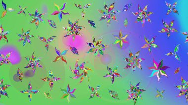 Renkli Yaz Temalı eskiz kalıbı. Modaya uygun kumaş deseni. Düz Çiçek Elementleri Tasarımı. Sevimli çiçek raster deseni.