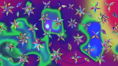 Mor ve mavi renklerde Asya tekstili. Suluboya çiçekli çiçek deseni. Raster illüstrasyonu.