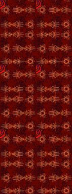 Flat lay. Raster illustration. Winter concept. Winter pattern made of snowflake on red, black and brown colors.