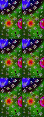 Renkli Bahar Teması eskiz kalıbı. Çiçek deseni. Raster güzel kumaş deseni çiziyor. Düz Çiçek Elementleri Tasarımı.