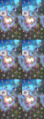 Flowers on blue and gray colors. Sketch Floral Pattern in Raster illustration. Flat Flower Elements Design. Colour Summer Theme sketch pattern Background.