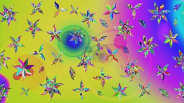 Tekstil için suluboya eskiz deseni. El çizimi çiçek çizimi deseni (fayans). Şirin çiçekli, desenli, sarı ve yeşil renklerde renkli çizim deseni.