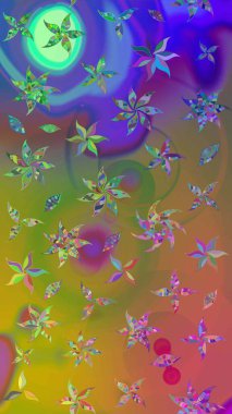 Nazikçe, güzel çiçek arkaplanı. Çiçekli karalama şeklinde Raster çiçek deseni. Yeşil ve kahverengi renkte çiçekler.