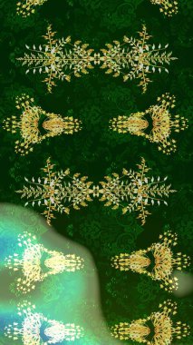 Raster flower print. Floral blue, green and neutral sketch pattern. Vintage outline illustration.