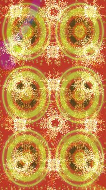 Raster christmas abstract colorful background with cute snowflake. Raster illustration. A yellow, orange and brown colors with snowflakes.