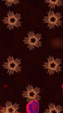 Siyah, kahverengi ve kırmızı renkte kar tanesi süsü. Kar tanesi süsü Raster illüstrasyonu. Güzel süs eşyası. Kar taneleri izole edildi.