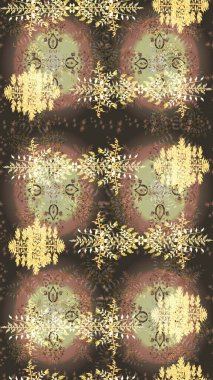 Abstract sketch pattern on brown, beige and neutral colors with bright flowers. Cute floral pattern in the small flower. Elegant raster texture with floral elements.