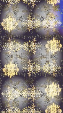 Christmas pattern with snowflakes abstract background. Colors. Holiday design for Christmas and New Year fashion prints. Raster illustration. Gray, beige and neutral snowflakes.