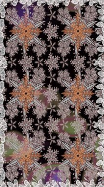 Raster illüstrasyonu. El çizimi. Çiçekler, dallar, bitkiler ve çiçekler. Güzel kumaş deseni.