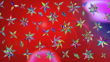 Çiçek desenli raster, kırmızı ve menekşe çizgi grafik desenli soyut raster arkaplan. Modern stil dokusu.