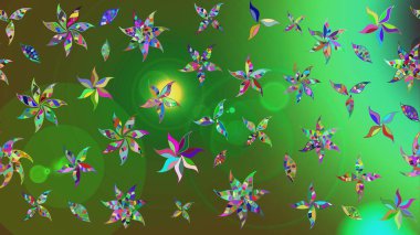 Raster illüstrasyonu. Klasik çiçek tasarımı elementleri. Kıvırcık çiçekler renkte şekillenir.