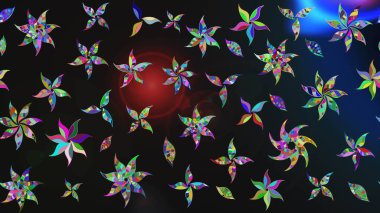 Düz Çiçek Elementleri Tasarımı. Raster illüstrasyonundaki çiçek desenli çizim. Güzel kumaş deseni. Renkli Bahar Teması çizim şablonu.