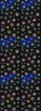 Raster illüstrasyonu. Gri ve mavi renklere karalamalar çizilmiş çiçek deseni.