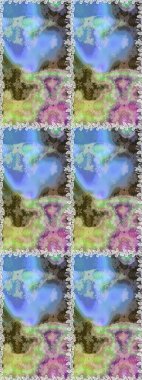 Raster illüstrasyonu. Kusursuz çiçek deseni duvar kâğıdı olarak kullanılabilir. Mavi ve nötr renkte çiçekler.