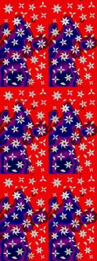 Sketch spring pattern with little flowers. Raster illustration. On red and blue colors in watercolor style.