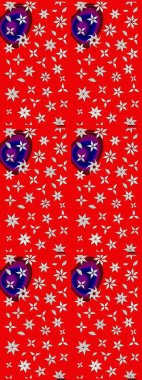 A pattern of red and neutral daisies on a red and neutral colors. Raster illustration. On red and neutral colors.