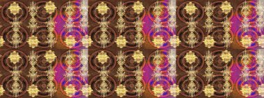 Holiday design for Christmas and New Year fashion prints. Christmas pattern with snowflakes abstract background. Brown, purple and yellow snowflakes. Raster illustration.