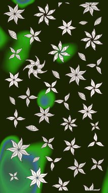 Renkli Bahar Teması eskiz kalıbı. Raster illüstrasyonundaki çiçek desenli çizim. Düz Çiçek Elementleri Tasarımı. Gri renkli çiçekler.