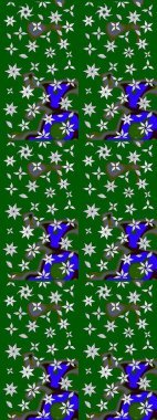 Güzel kumaş deseni. Yeşil renklerde. Raster illüstrasyonundaki çiçek desenli çizim. Raster illüstrasyonu.