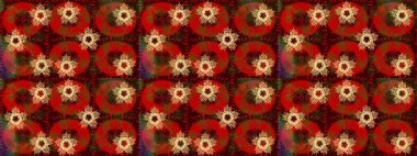 Brown, red and green snowflakes. Raster illustration. Holiday design for Christmas and New Year fashion prints. Christmas pattern with snowflakes abstract background.