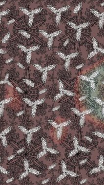 Raster illüstrasyonundaki çiçek desenli çizim. Renkli Bahar Teması eskiz kalıbı. Kahverengi renkli çiçekler. Düz Çiçek Elementleri Tasarımı.