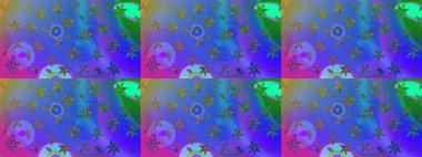 Mavi ve mor renkli yapraklı yabani çiçekler. Raster illüstrasyonu. Suluboya, elle çizilmiş. Taslak arkaplan deseni.