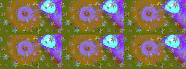 Modern çiçek arkaplanı. Halk tarzı. Parlak renkli çiçekleri olan ve kahverengi ve yeşil renkli yaprakları olan harika bir çiçek deseni. Moda baskıları için zarif bir şablon.