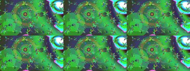 Küçük çiçekteki sevimli çiçek deseni. Yeşil ve mor renkte çiçekler.