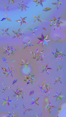 Küçük çiçekteki sevimli çiçek deseni. Mor ve mavi renkte çiçekler.