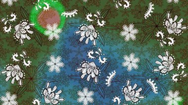 Çiçekli karalama şeklinde Raster çiçek deseni. Yeşil renkli çiçekler. Nazik, sevimli çiçek arkaplanı..