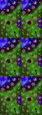 Modern stil dokusu. Çiçek desenli raster, yeşil ve mavi çizgi grafik deseni soyut raster arkaplan.