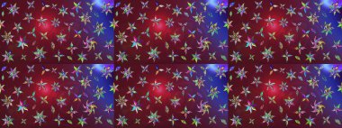 Cute floral pattern in the small flower. Elegant raster texture with floral elements. Abstract sketch pattern on purple and red colors with bright flowers.