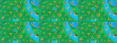 Renkli etnik çiçeklerle süslenmiş zarif bir eskiz şekli. Raster Çiçek İllüstrasyonu güzel tekstil..