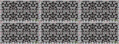 Raster illüstrasyonu. Gri renkli, zarif çiçek buketli suluboya. Renkli Bahar Temalı Kusursuz Arkaplan. Düz Çiçek Elementleri Tasarımı.