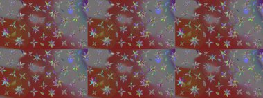 Parlak çiçekli halı desenli eskiz deseni kahverengi ve gri renklerde..