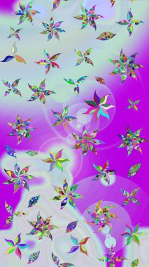 Tekstil için suluboya eskiz deseni. Şirin çiçekli, desenli, nötr ve mor renkli renkli bir eskiz deseni. El çizimi çiçek çizimi deseni (fayans)).