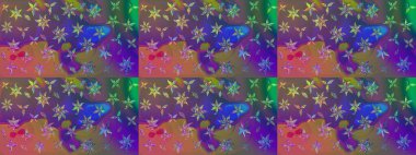 Düz Çiçek Elementleri Tasarımı. Renkli Yaz Temalı eskiz kalıbı. Güzel kumaş deseni. Raster illüstrasyonunda çiçek deseni çizimi.