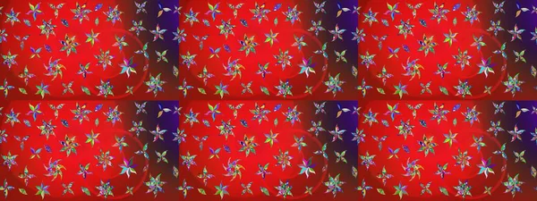 Renkli süs kenarı. Çizim kalıbı. Kırmızı ve kahverengi renklerde. Hint süsü. Raster illüstrasyonu. Çiçek duvar kağıdı.