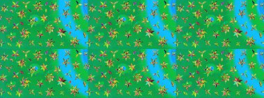 Güzel kumaş deseni. Renkli Bahar Teması eskiz kalıbı. Raster illüstrasyonundaki çiçek desenli çizim. Düz Çiçek Elementleri Tasarımı.